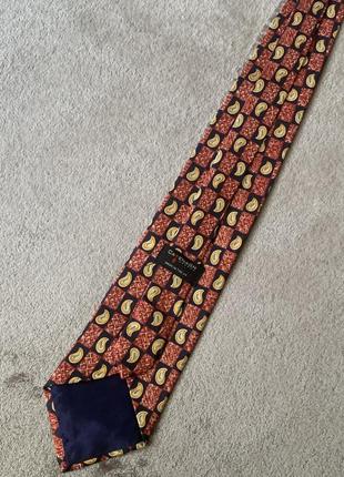 Шовкова краватка англія london геометричний принт турецький огірок бордовий2 фото