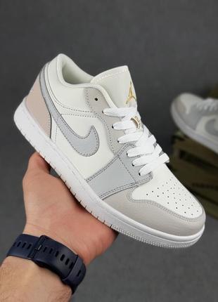 Красивейшие женские кроссовки nike air jordan retro 23 low milk beige grey молочные светло-серые с бежевым