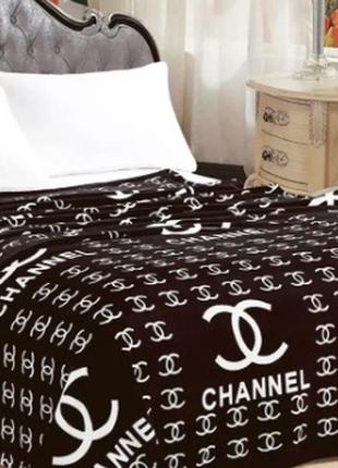 Плотный флисовый плед chanel полуторное евро двушка хороший подарок шаннель