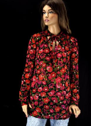 Красива шифонова блузка "long tall sally" з квітковим принтом. розмір uk10/eur38.