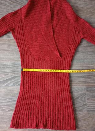 Бордовая теплая мохерная ( 15%) кофта туника; jsfn; xs/s 9