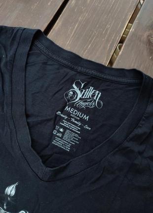 Кастомная футболка с черепом sullen angel рокерская байкерская неформальная с графикой с принтом с эффектом custom usa6 фото