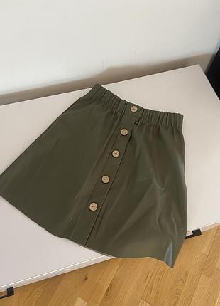 Шкіряна спідниця юбка zara reserved s хакі
