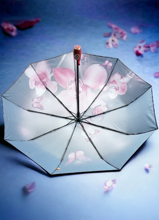 "orchid oasis" - женский складной зонт с автоматическим механизмом, карбоновыми спицами.3 фото
