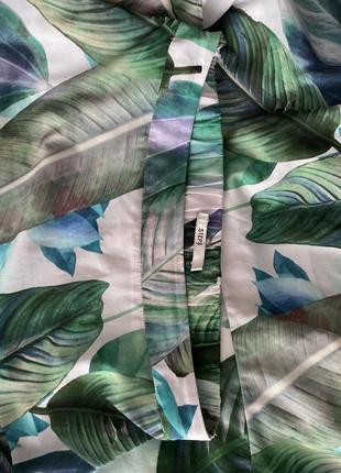 Летняя многослойная юбка воланы складки цветочный принт листья ассиметрия4 фото