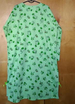 Р 18 /52-54 байковая теплая зеленая ночнушка ночная сорочка рубашка платье хлопок большая4 фото