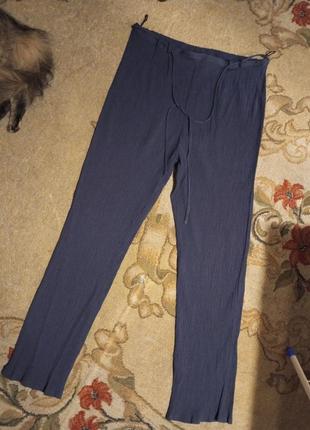 Легкі,літні,сині штани-жатка з поясом,висока посадка,великого розміру,bonmarche7 фото