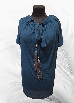 Elisabetta franchi синя жіноча туніка з коротким рукавом 40