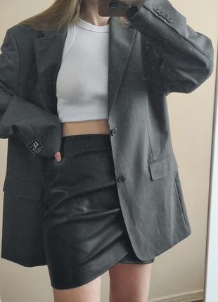 Шикарний блейзер / 10% вовна/ жакет оверсайз / сірий піджак з чоловічого плеча1 фото