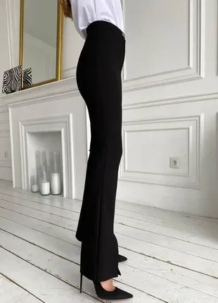 ❤️класичний костюм нарядний🕴👠 чорний брючний костюм кльош 🔥офисный черный брючный костюм