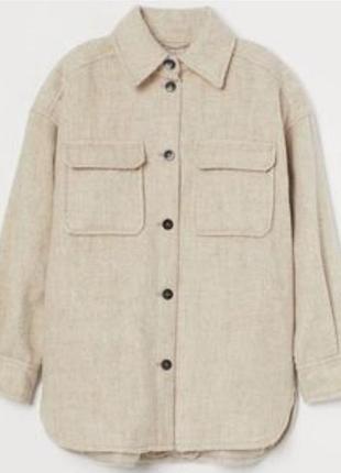Стильная коттоновая рубашка куртка оверсайз h&m