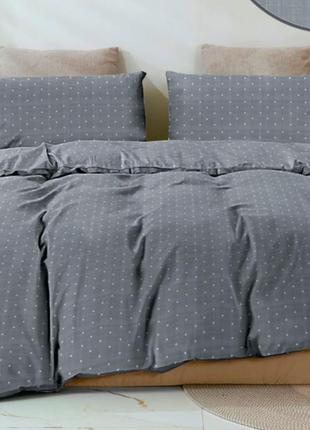 Комплект постільної білизни полуторний 150х220 горох сірий бязь голд люкс віталіна