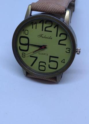 Чоловічий наручний годинник julaida зі шкіряним ремінцем коричневий джинс