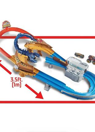 Великий трек hot wheels monster trucks scorpion raceway boosted set в наявності3 фото