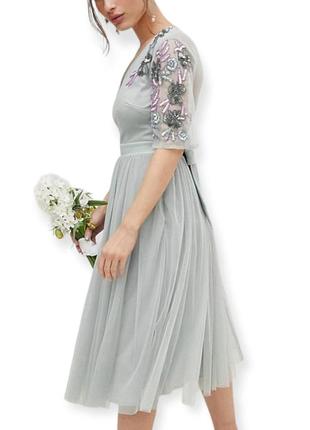 Роскошное платье сеточка с бантом и пайетками,вечернее,выпускное платье