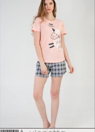 Женская пижама футболка и шорты vienetta турция хлопок размер с-хл