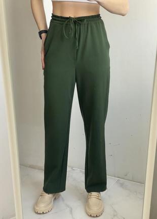 Штаны палаццо ( брюки палаццо) зеленые, зеленовато4 фото