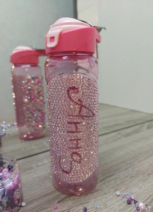 Бутылка для воды, декор стразами