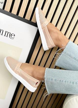 ❤️ кожаные балетки мокасины с перфорацией