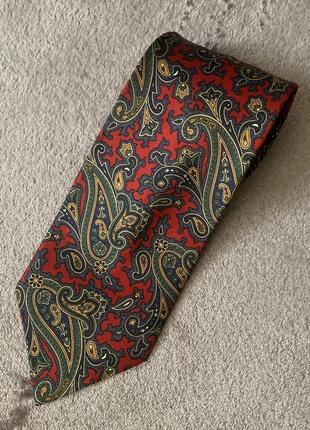 Шелковый галстук англия london принт турецкий огурец зрелый красный