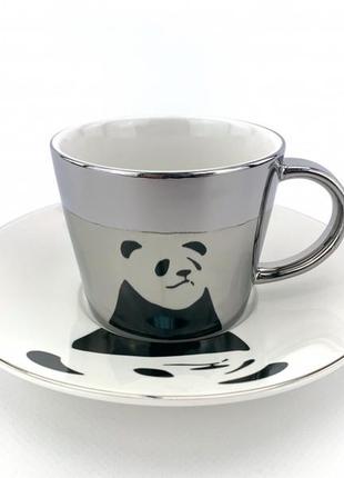 Керамічна чашка з блюдцем reflection панда