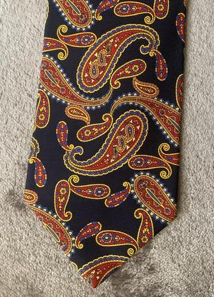 Шелковый галстук англия london принт турецкий огурец терракотовый черный3 фото