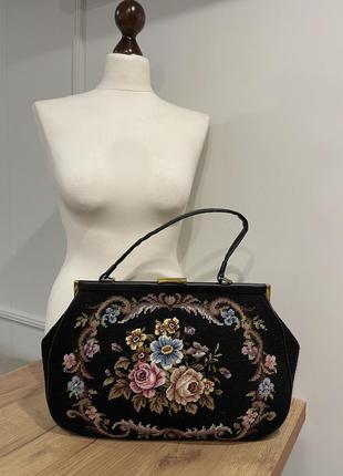 Шкіряна велика сумка вишивка вінтаж стиль valentino