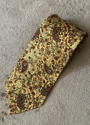 Шелковый галстук англия london желтый орнамент1 фото
