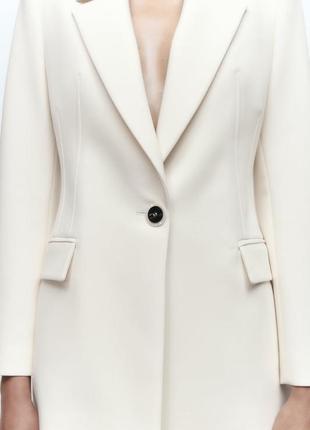 Жіночий костюм zara зара айворі білий світлий бежевий жіночий приталений піджак штани жіночі розмір м4 фото