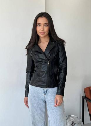 Стильная женская куртка косуха черного цвета, размер: 42,44,46,48,502 фото