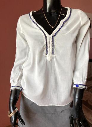 Блуза zara біла з вишивкою, розмір 42-46
