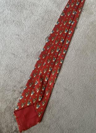 Шелковый галстук англия london  цвет разноцветный красный с принтом веселые овощи4 фото