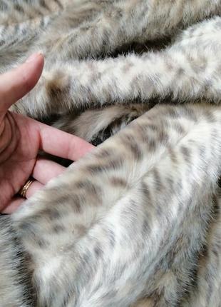 Шуба шубка эко мех искусственный мех плюш длина ниже колена пояс в комплекте принт леопард камышовый7 фото