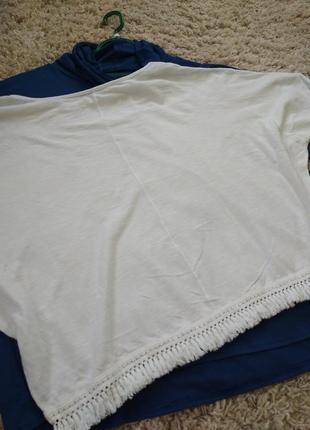 Стильная катоновая футболка с бохромой, р. 16-20, италия4 фото