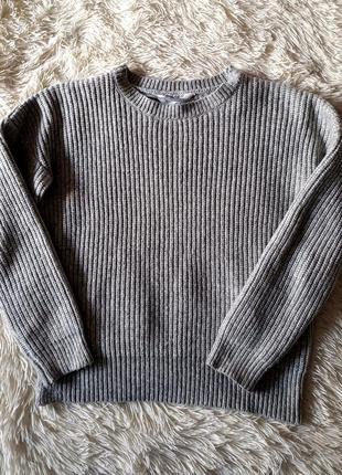 В'язаний джемпер, светр сірий, пуловер