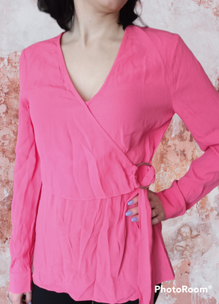 Продам блузу жіночу сорочка натуральна діловий стиль фуксія віскоза актуальна базова стильна модна красива нова недорога6 фото