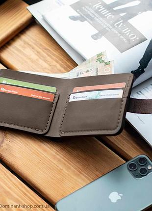 Стильний коричневий гаманець liberty із натуральної шкіри ручної роботи з фіксацією на кно...