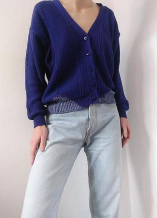 Винтажный хлопковый кардиган фиолетовый свитер кофта с пуговицами хлопок джемпер пуловер реглан лонгслив коттон кардиган винтаж свитер5 фото