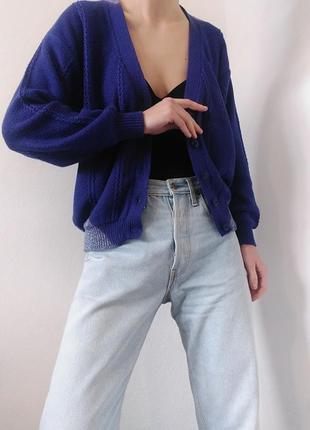 Винтажный хлопковый кардиган фиолетовый свитер кофта с пуговицами хлопок джемпер пуловер реглан лонгслив коттон кардиган винтаж свитер6 фото