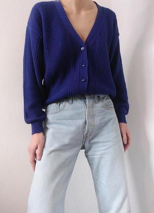 Винтажный хлопковый кардиган фиолетовый свитер кофта с пуговицами хлопок джемпер пуловер реглан лонгслив коттон кардиган винтаж свитер2 фото