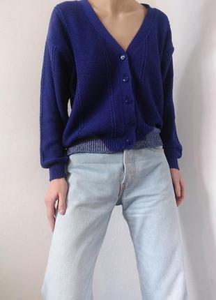 Винтажный хлопковый кардиган фиолетовый свитер кофта с пуговицами хлопок джемпер пуловер реглан лонгслив коттон кардиган винтаж свитер7 фото