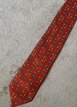 Шелковый галстук англия london  цвет разноцветный красный с принтом пчела3 фото