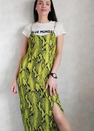 Макси миди платье сарафан неоновое змеиный принт primark3 фото