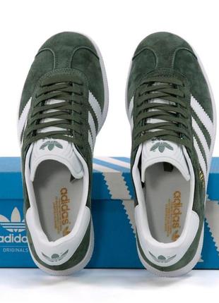 Замшевые кроссовки adidas gazelle green5 фото