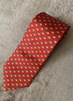 Шелковый галстук англия london  цвет разноцветный красный с принтом