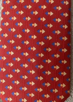 Шелковый галстук англия london  цвет разноцветный красный с принтом3 фото