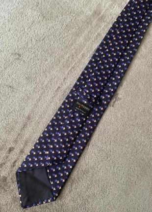 Шелковый галстук англия london  цвет синий  с геометрическим принтом3 фото