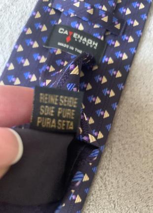 Шелковый галстук англия london  цвет синий  с геометрическим принтом7 фото