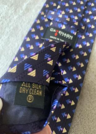 Шелковый галстук англия london  цвет синий  с геометрическим принтом8 фото