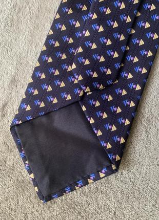 Шелковый галстук англия london  цвет синий  с геометрическим принтом5 фото